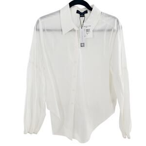 Sanctuary NWT Women’s White Cotton Tie-Front Long Sleeve Blouse Button up Top M